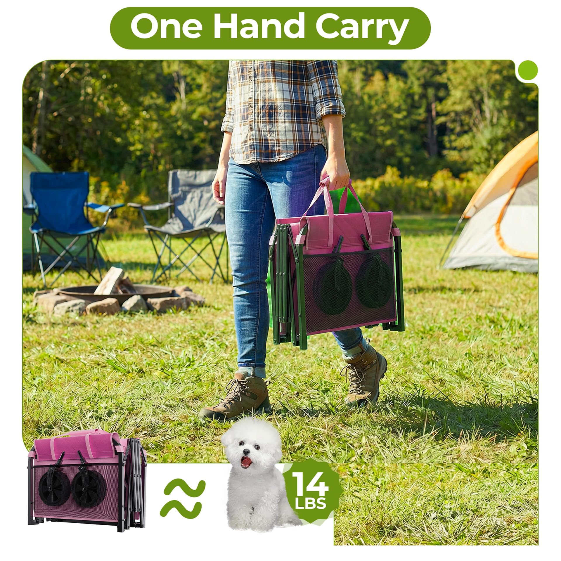 Aimnny pink wagon supports up to 220 lbs for groceries