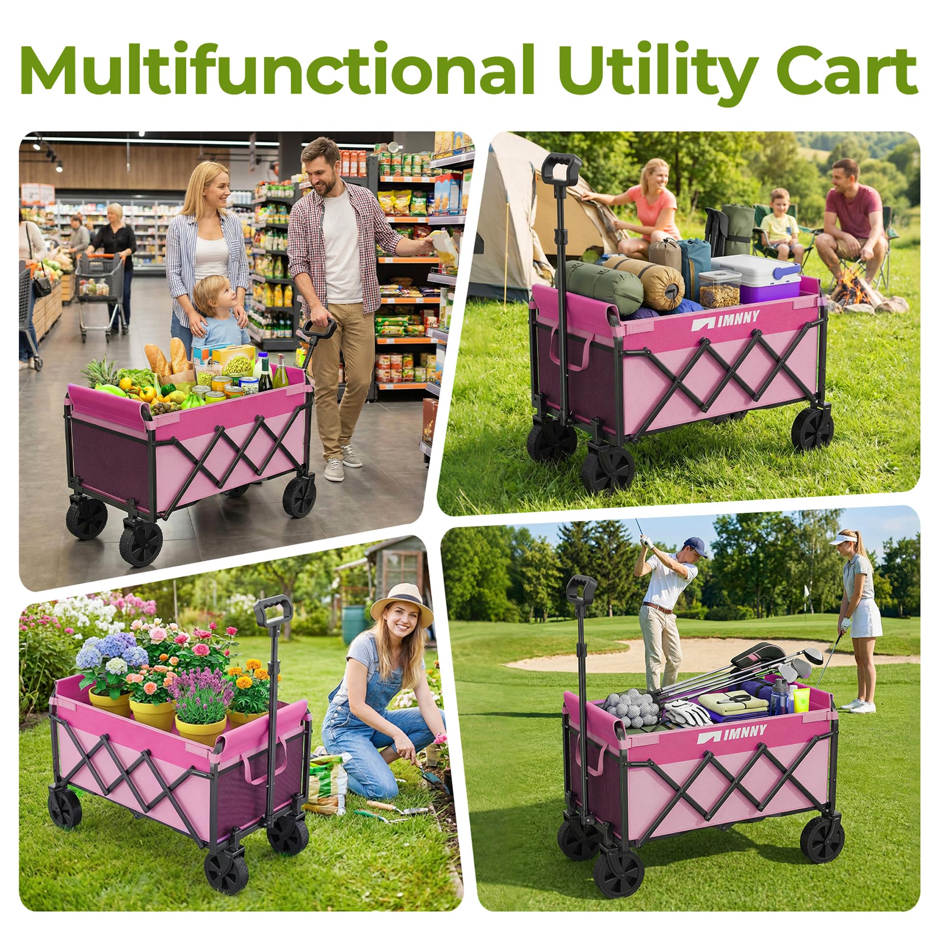 Aimnny pink wagon 360 degree wheels on diverse terrain