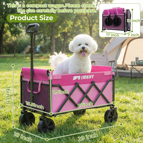 Aimnny pink collapsible wagon folded compactly for storage