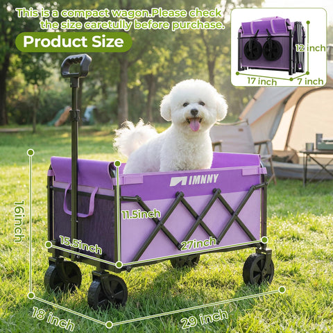 Aimnny purple collapsible wagon adjustable handle extends up to 38 inches