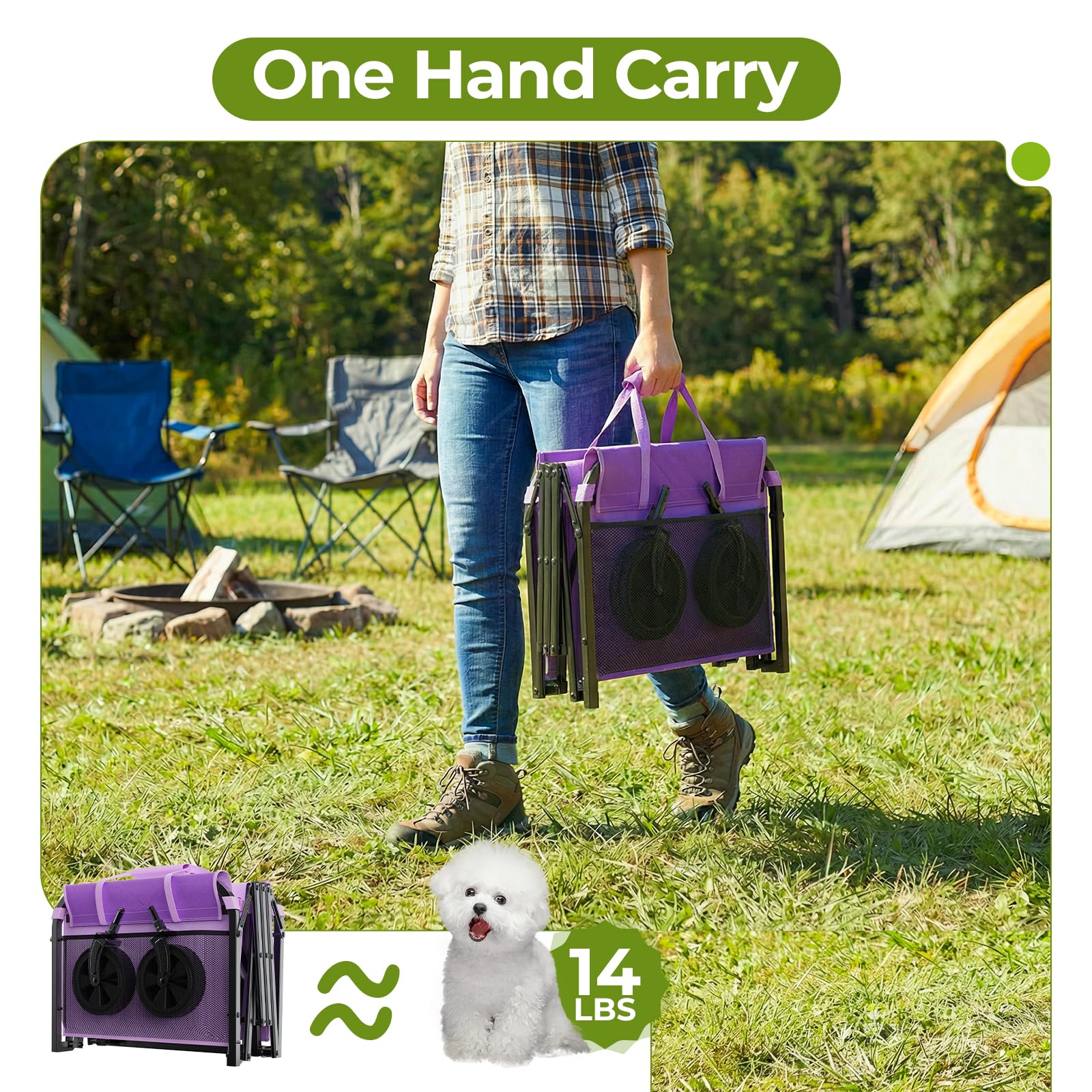 Aimnny purple collapsible wagon folded for compact storage in small spaces