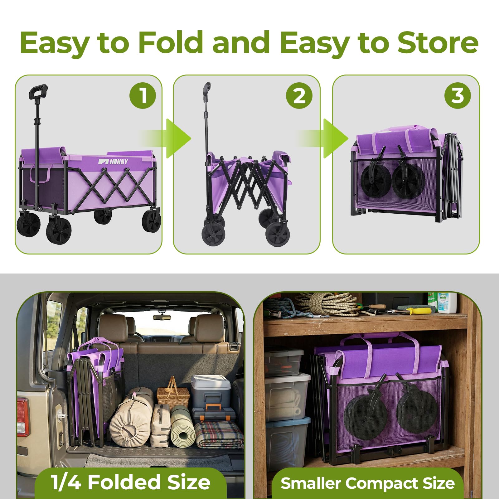 Aimnny purple collapsible wagon versatile for garden tasks and outdoor outings