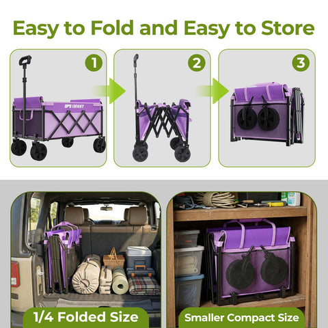 Aimnny purple collapsible wagon versatile for garden tasks and outdoor outings
