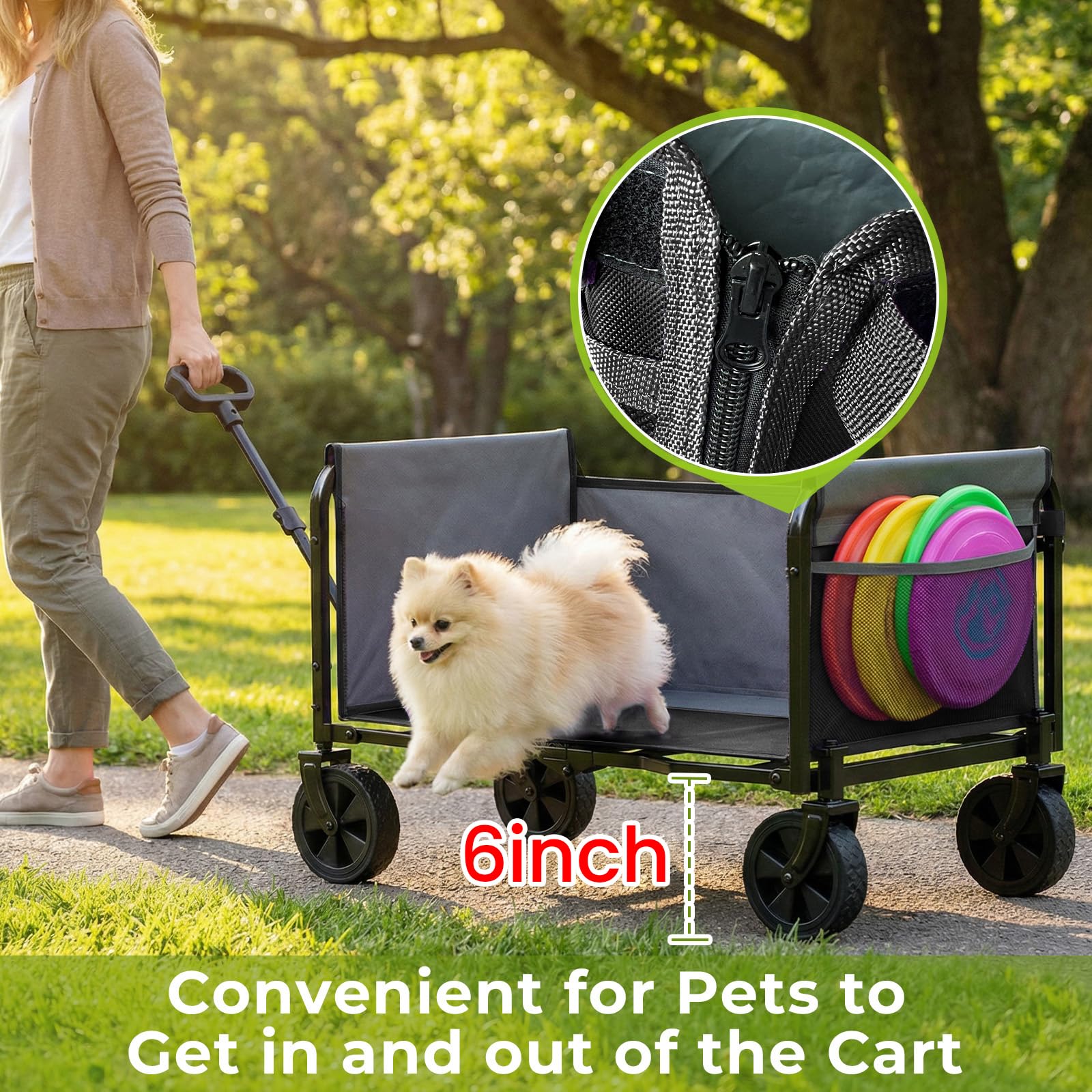 Aimnny Wagons one side full zip opening enables easy loading and pet access