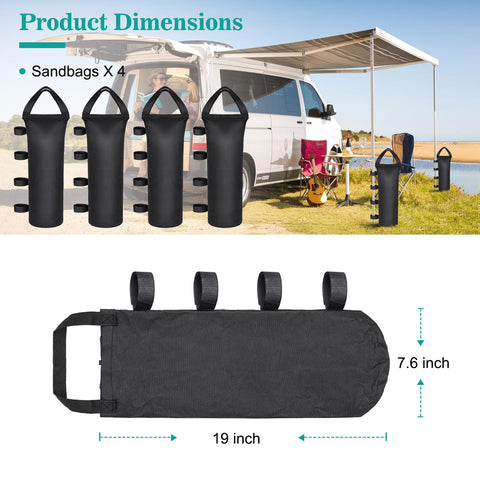 Aimosen sandbags 28lb capacity provide stable wind resistance.