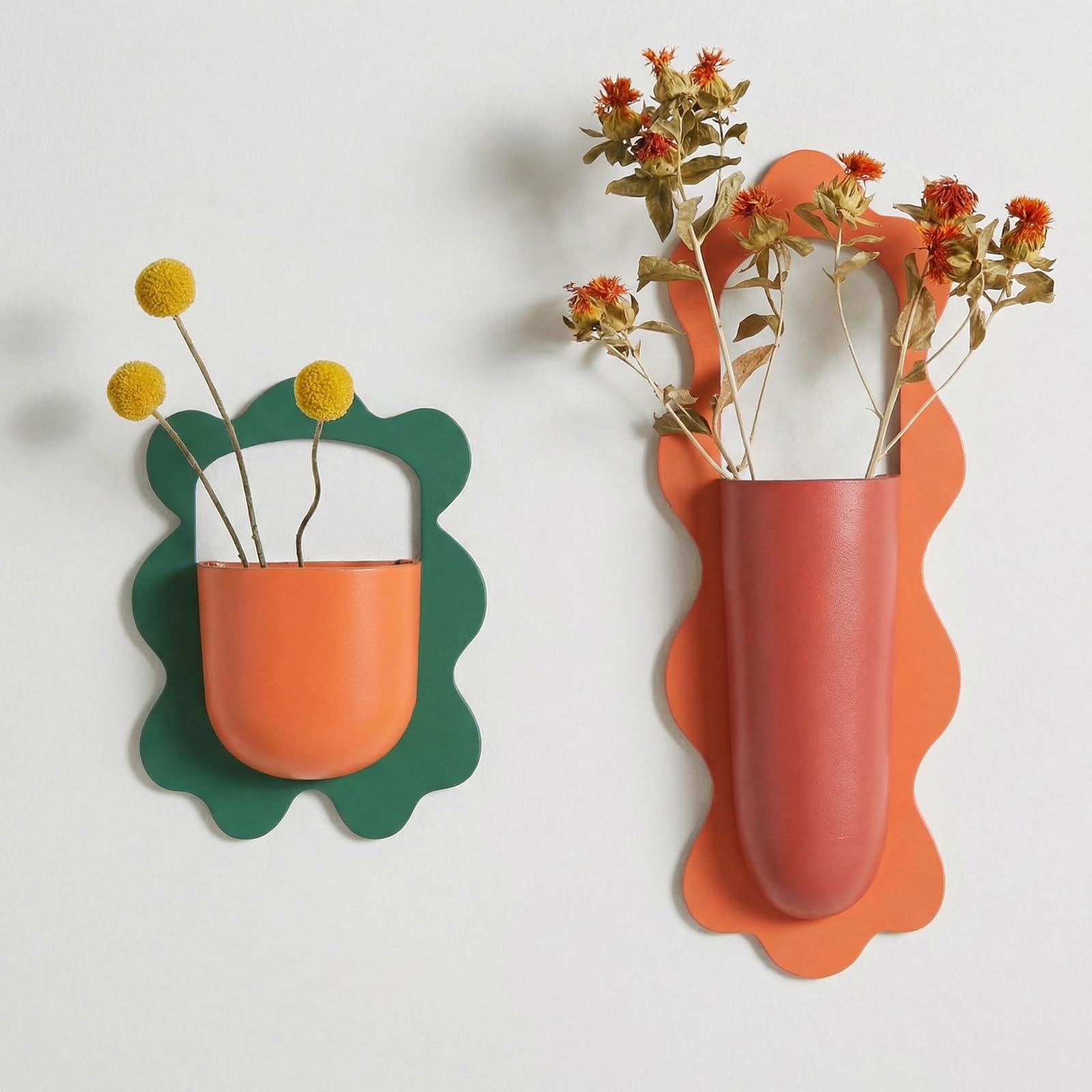 AimtoHome orange-frame planter pairs with red pot for a retro-inspired focal point.