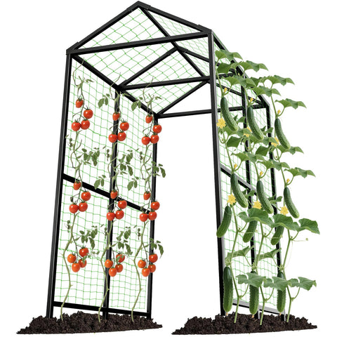AIMUCT metal garden arch trellis front view showing extra tall height for climbing plants
