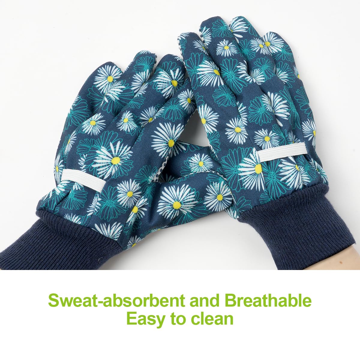 Ainiv breathable 35% cotton 65% polyester blend gloves keep hands cool while gardening.