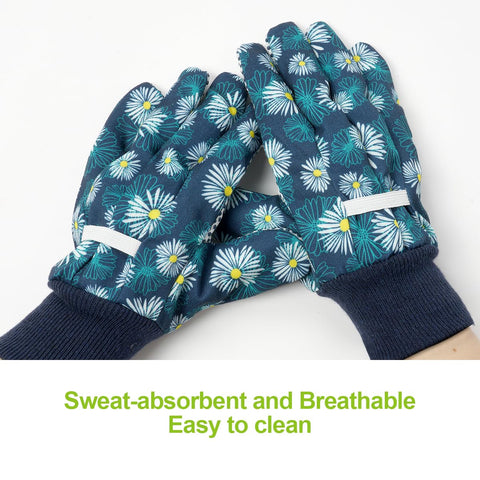 Ainiv breathable 35% cotton 65% polyester blend gloves keep hands cool while gardening.