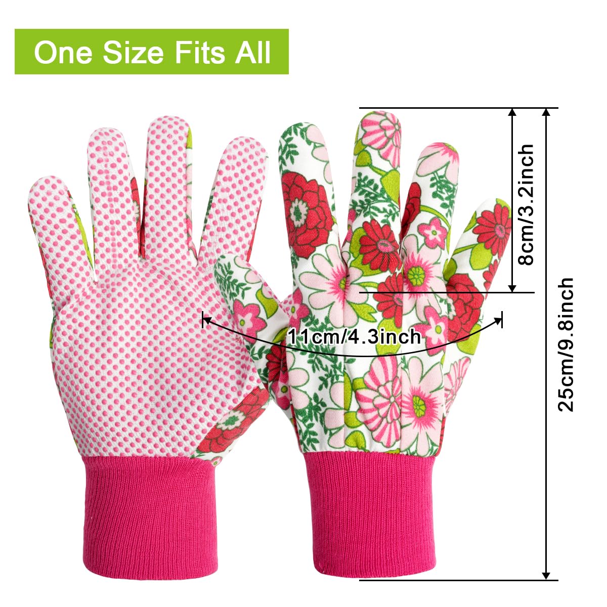 Ainiv floral pattern gloves with elastic wrists for secure fit.