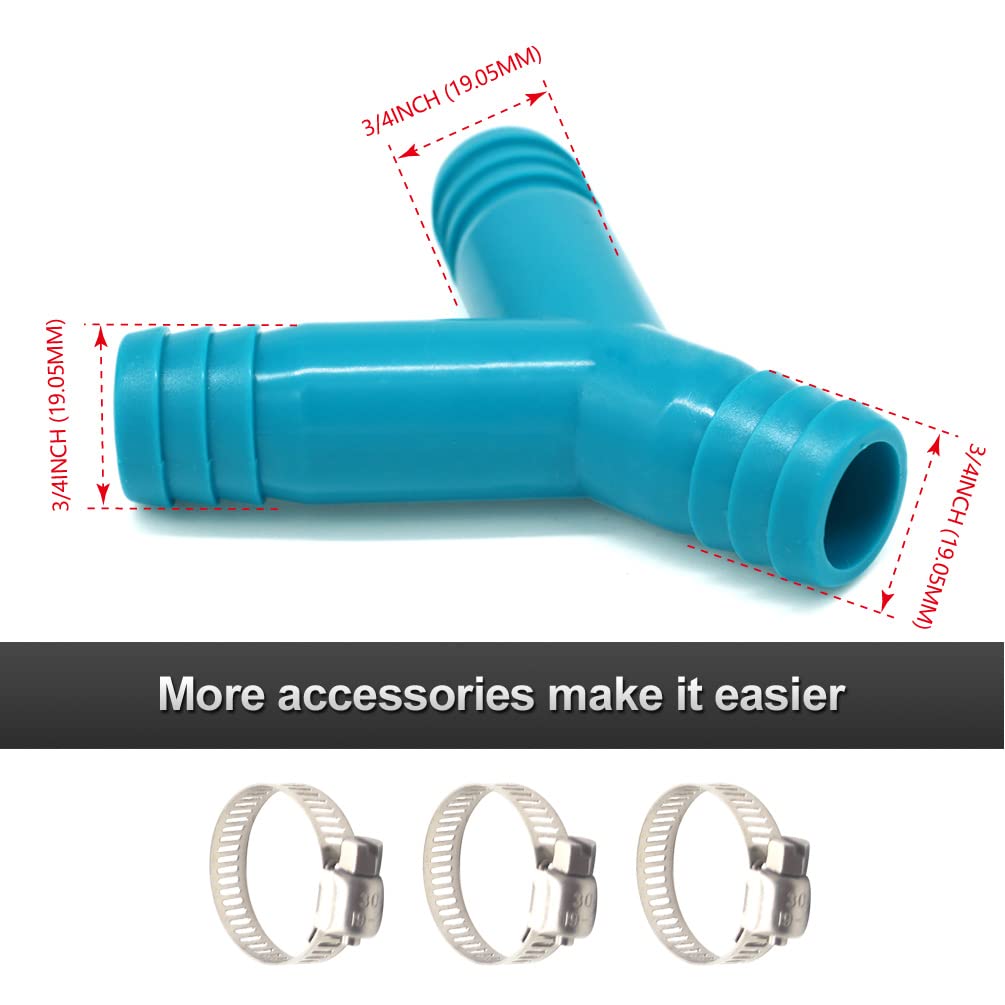 Aincix 3-way Y fitting installed on hoses for versatile, leak-resistant marine plumbing.