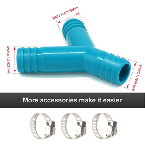 Aincix 3-way Y fitting installed on hoses for versatile, leak-resistant marine plumbing.