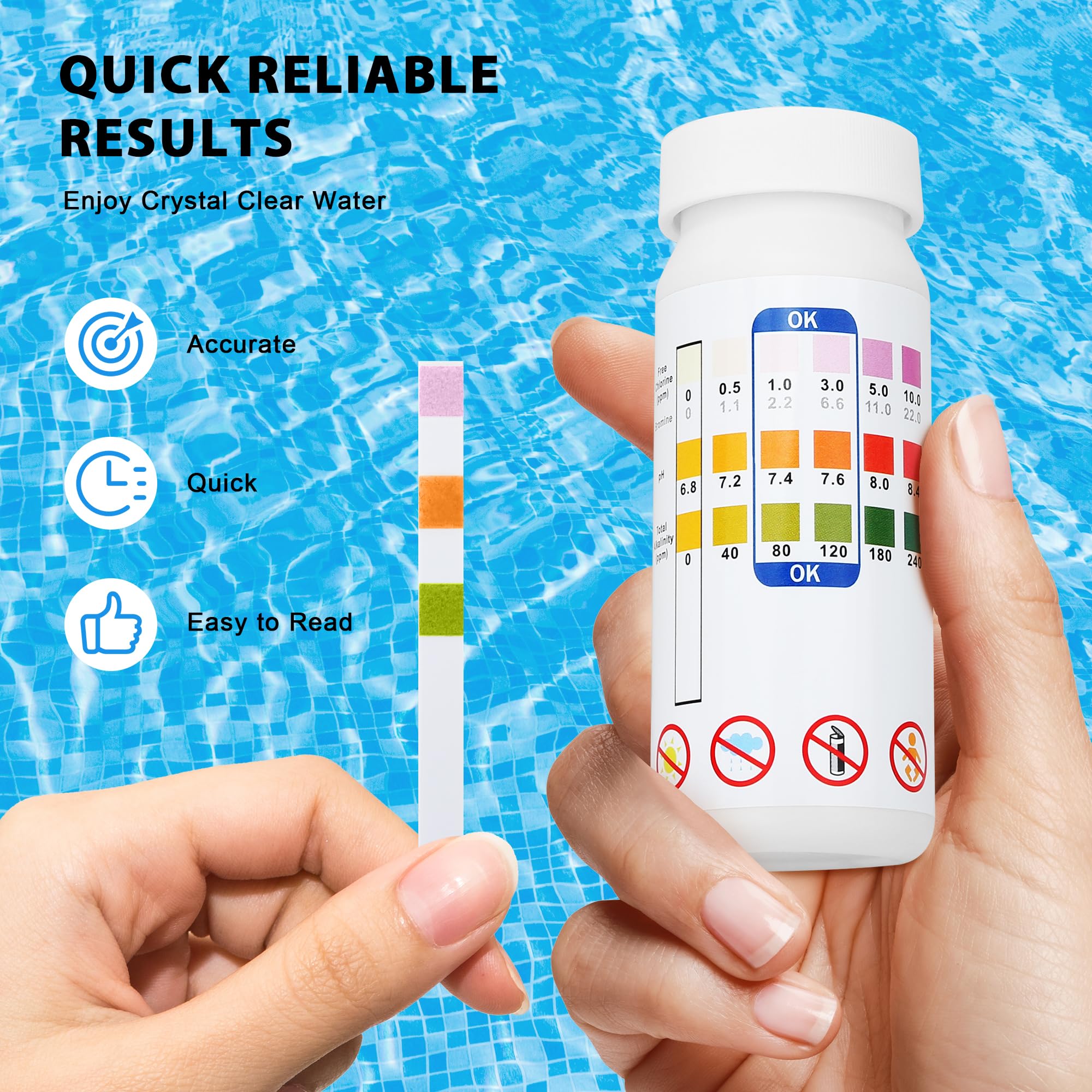 Ainkter Pool Test Strips compare colors for consistent readings