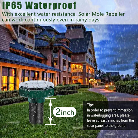 Ainneie Deterrent in-soil installation shows tool-free positioning in lawns.