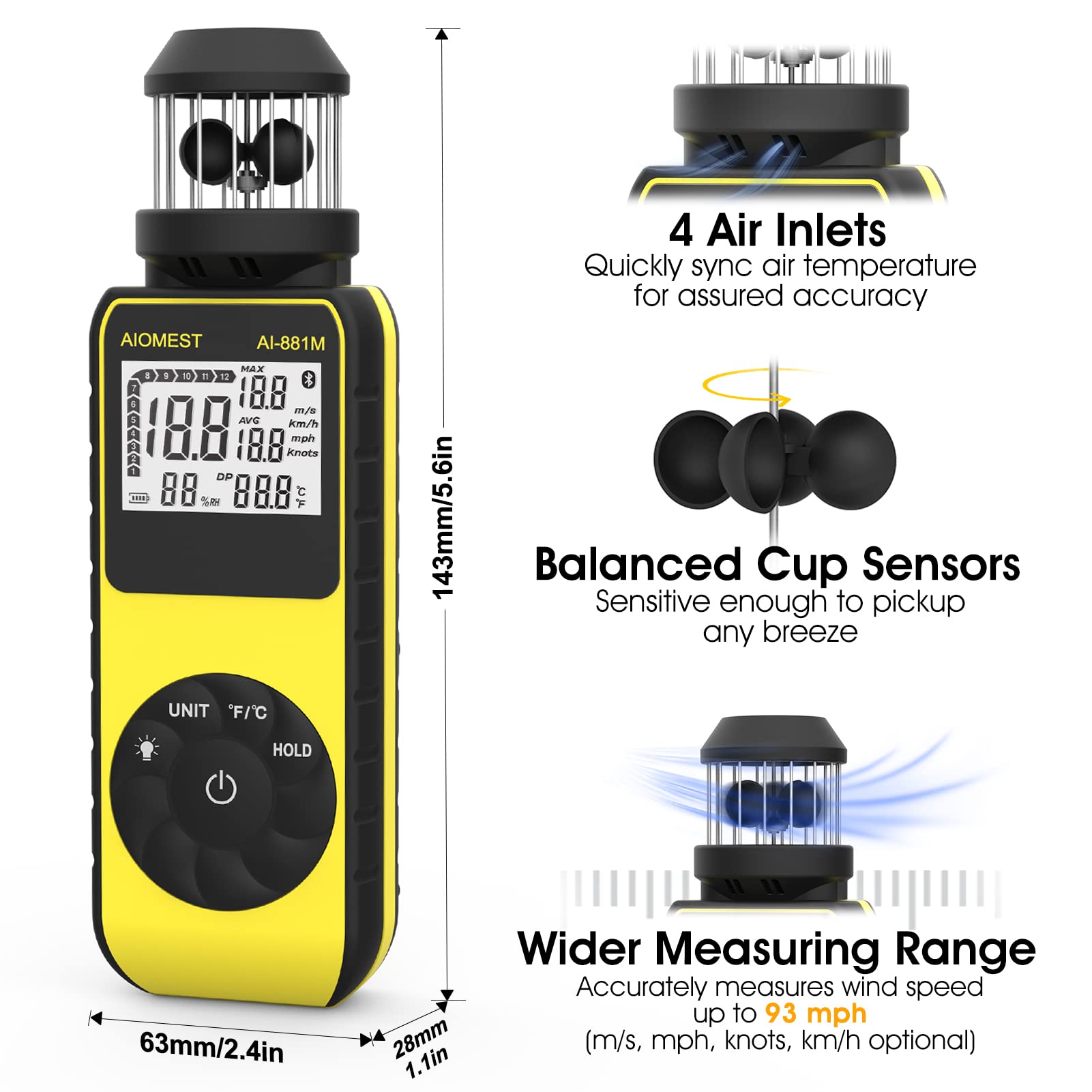 AIOMEST AI-881M rotatable wind sensor captures breeze from any angle for dependable measures