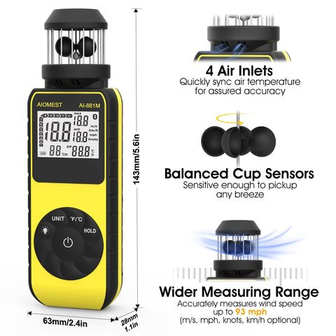 AIOMEST AI-881M rotatable wind sensor captures breeze from any angle for dependable measures