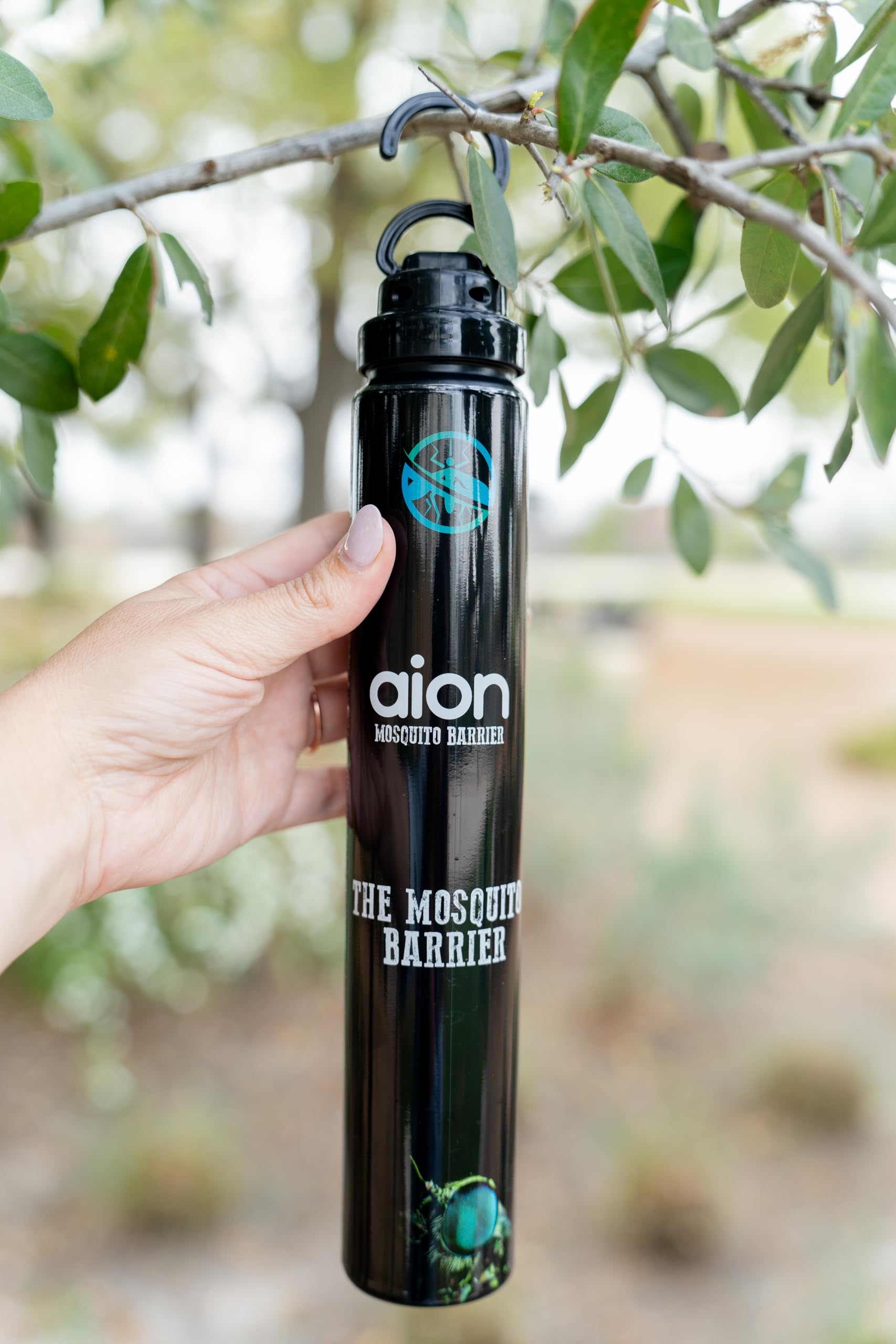 Aion Outdoor Mosquito Barrier installation setup shows easy yard integration.