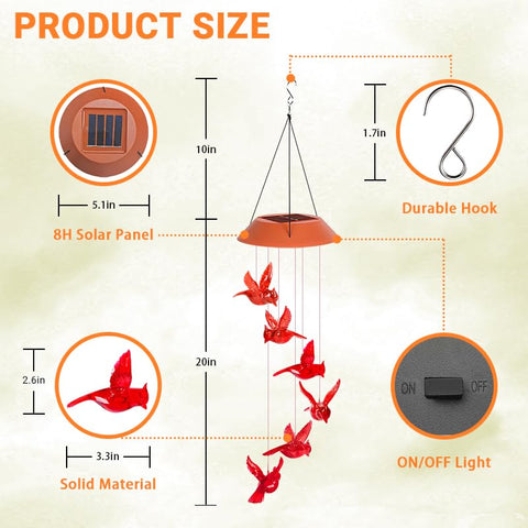 AIONASA Cardinal wind chimes for bedroom decor add dreamy night glow.