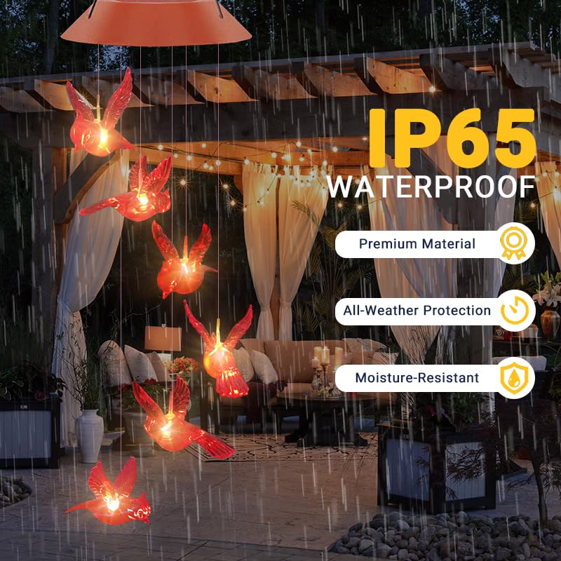 AIONASA Solar wind chimes charge by sun, offering long-lasting glow.