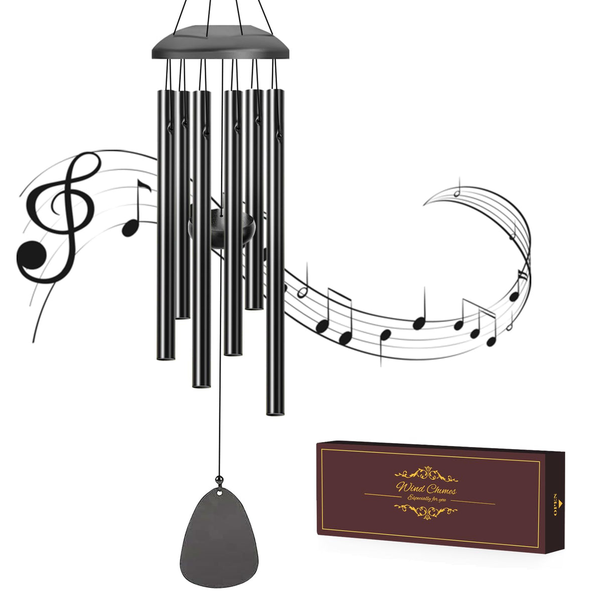 AIONASA 26-inch six-tube wind chimes for balanced outdoor ambiance