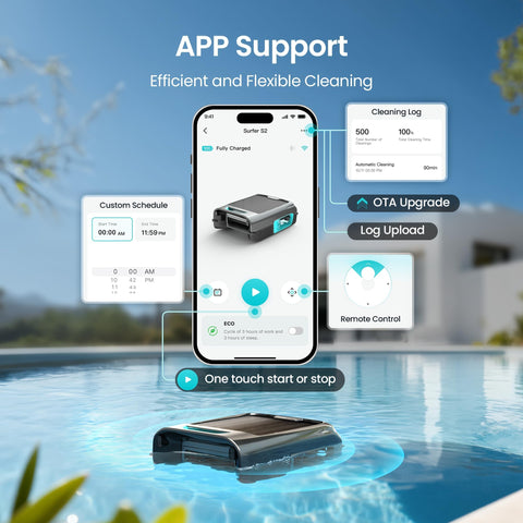Aiper EcoSurfer S2 150 micron filtration capturing debris for clearer water