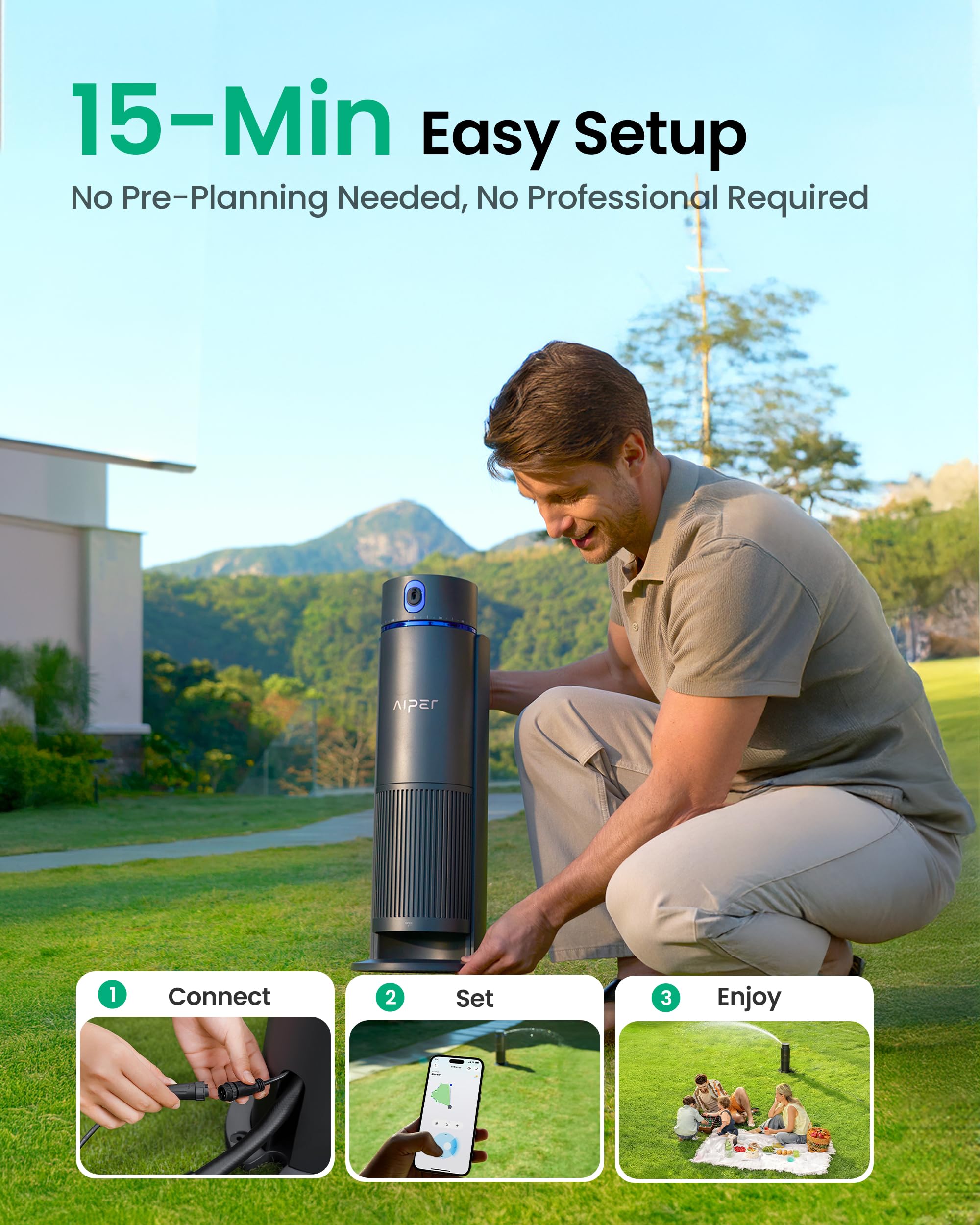 Aiper IrriSense 2 sends weather alerts to adjust schedules.