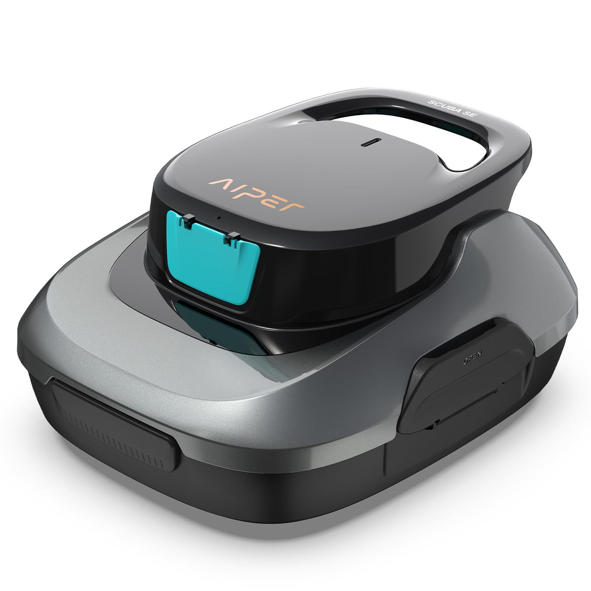 Aiper Scuba SE cordless pool cleaner top view for thorough above-ground cleaning.