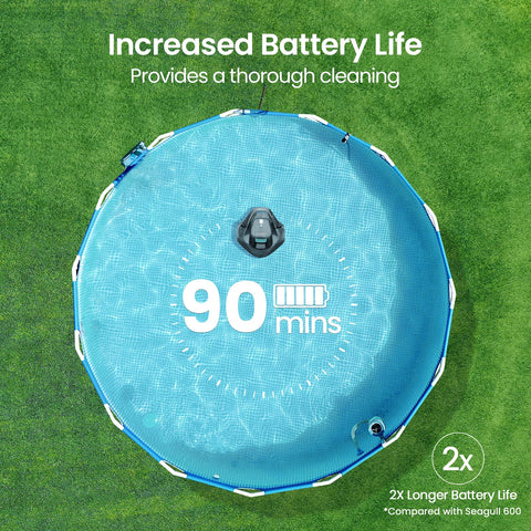 Aiper Seagull SE battery indicator showing charge status for cleaner planning.