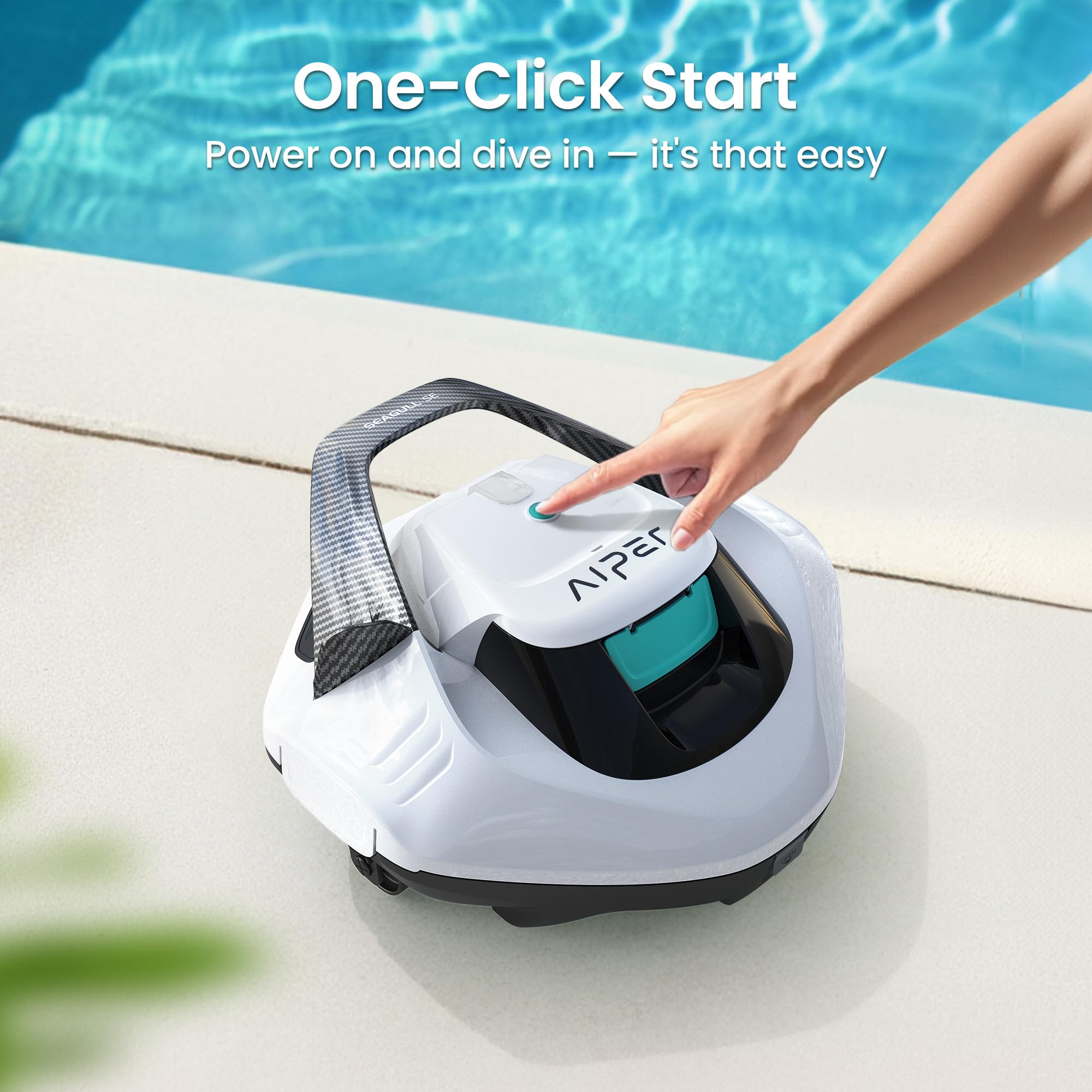 AIPER Seagull SE cleans flat pools up to 860 sq ft.