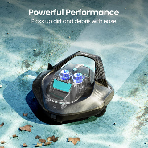 Aiper Seagull SE with self-parking technology near pool edge for easy retrieval.