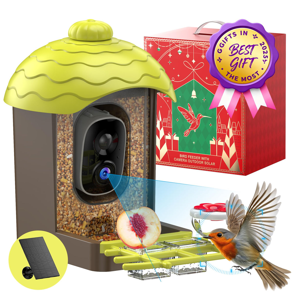 AiPoaaol smart bird feeder camera captures 2K video for backyard birdwatching.