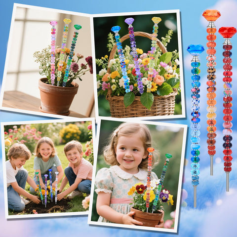 AIPRIDY rainbow beads close-up emphasizes vibrant, customizable garden accents.