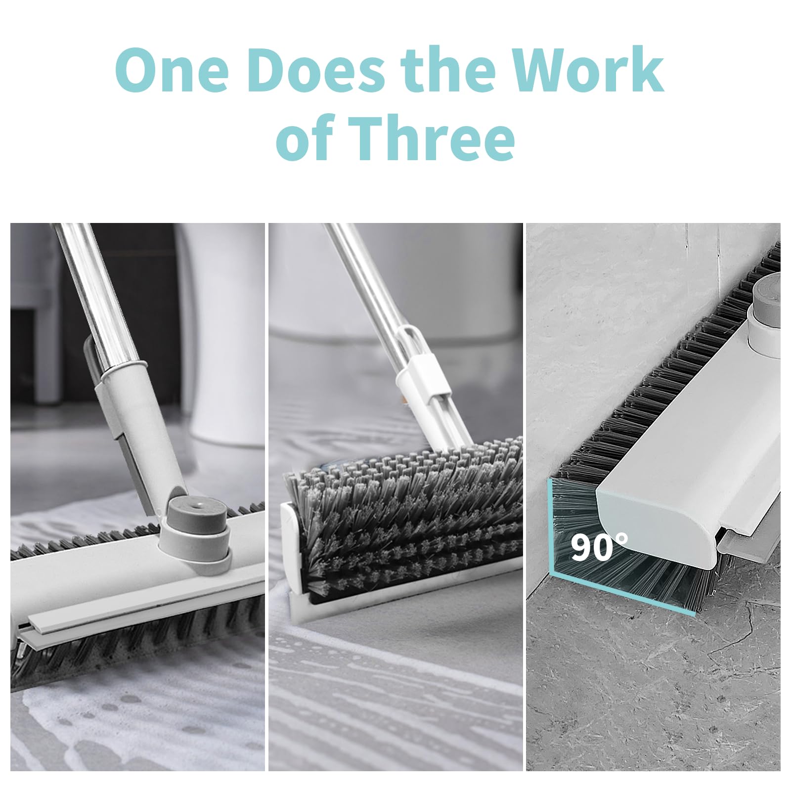 AIR U+ stainless steel handle adds durability during scrubbing