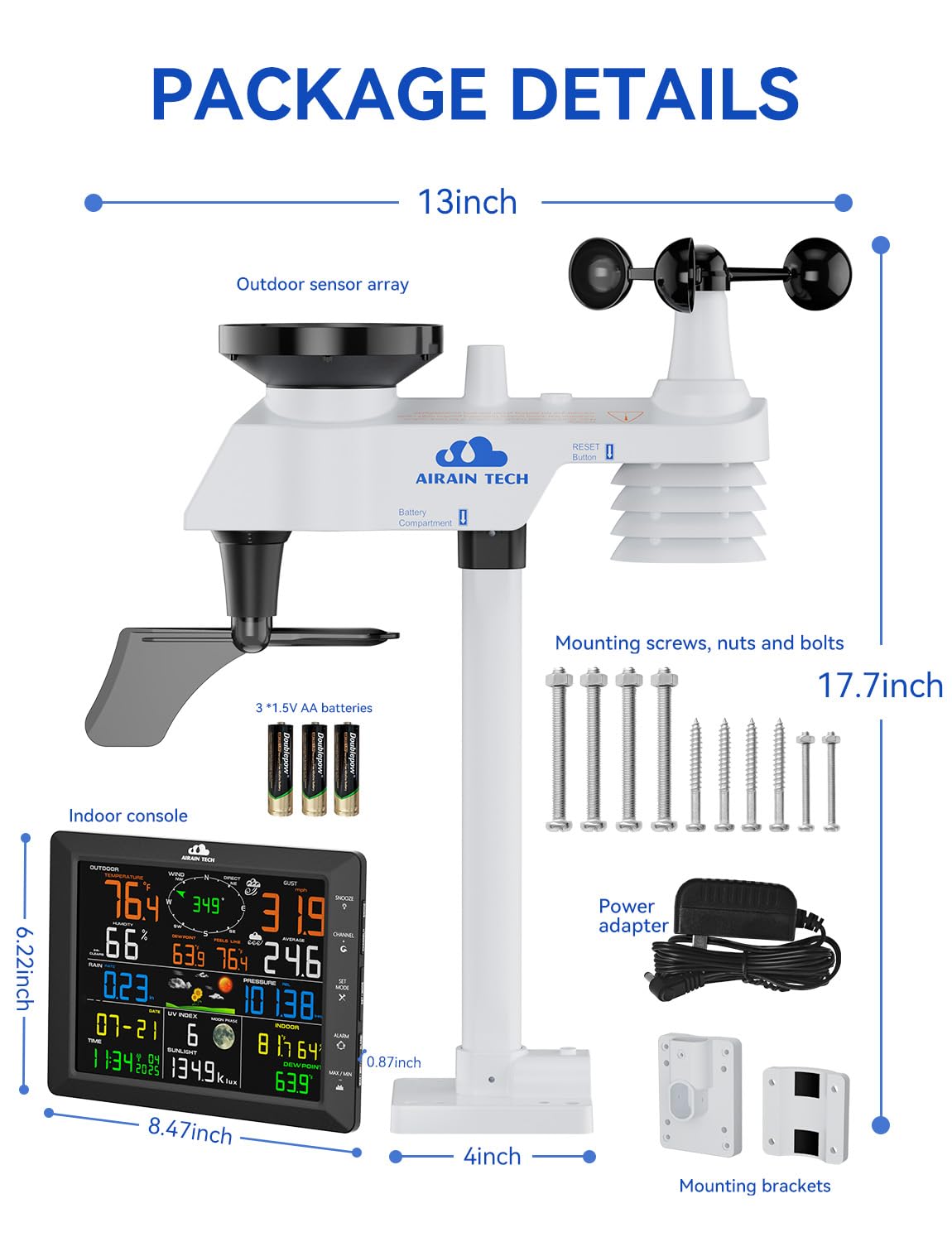 Airain Tech installation kit with mounting hardware included.