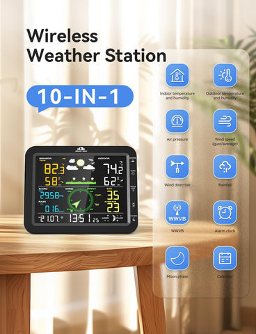 Airain Tech outdoor sensor unit wires directly to the indoor display for live readings.