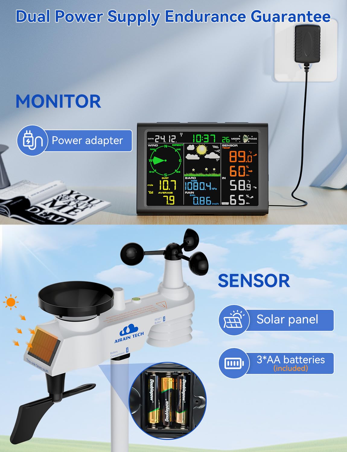 Airain Tech wind speed indicator for planning outdoor activities.