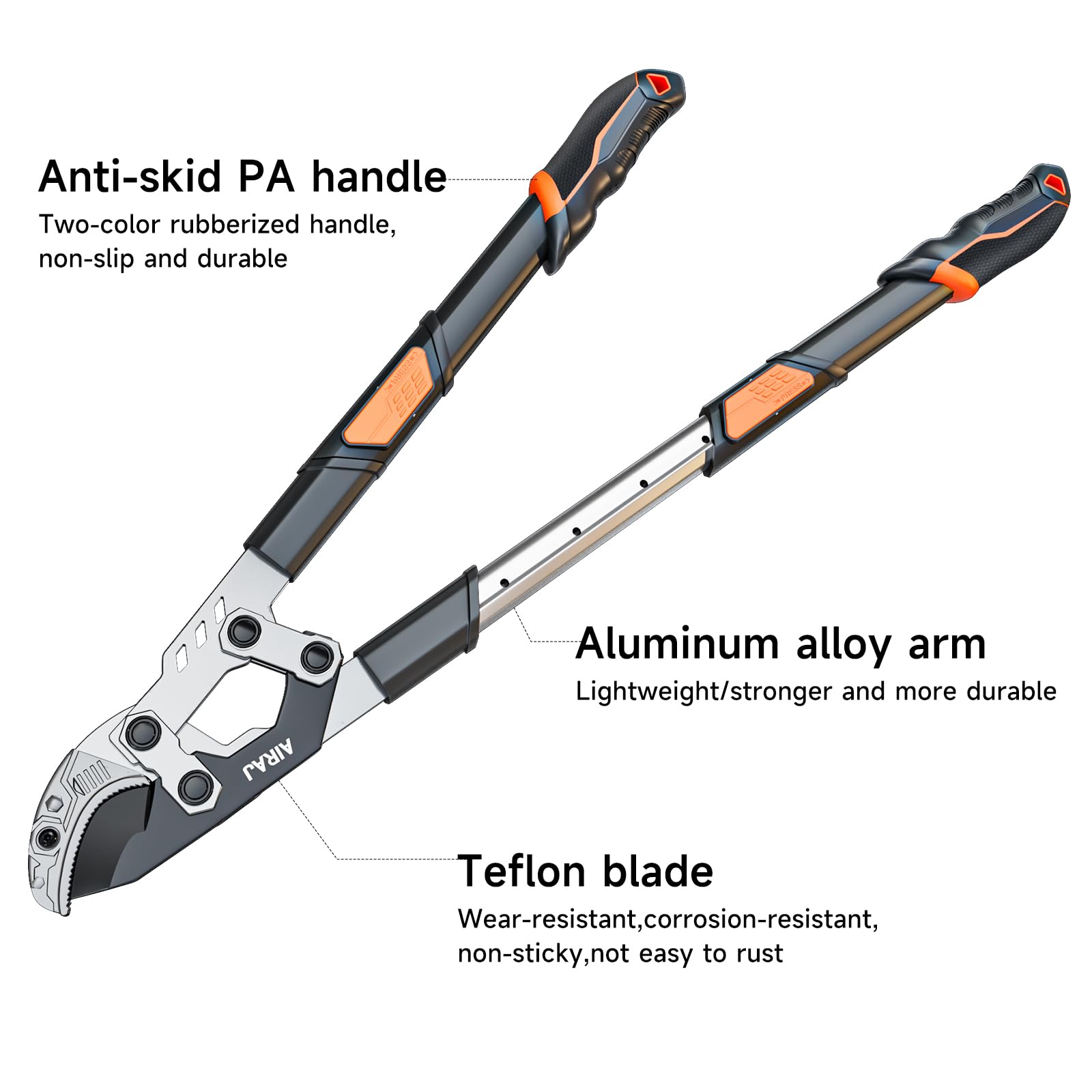 AIRAJ 2-inch capacity cuts thicker branches with ease in pruning tasks.