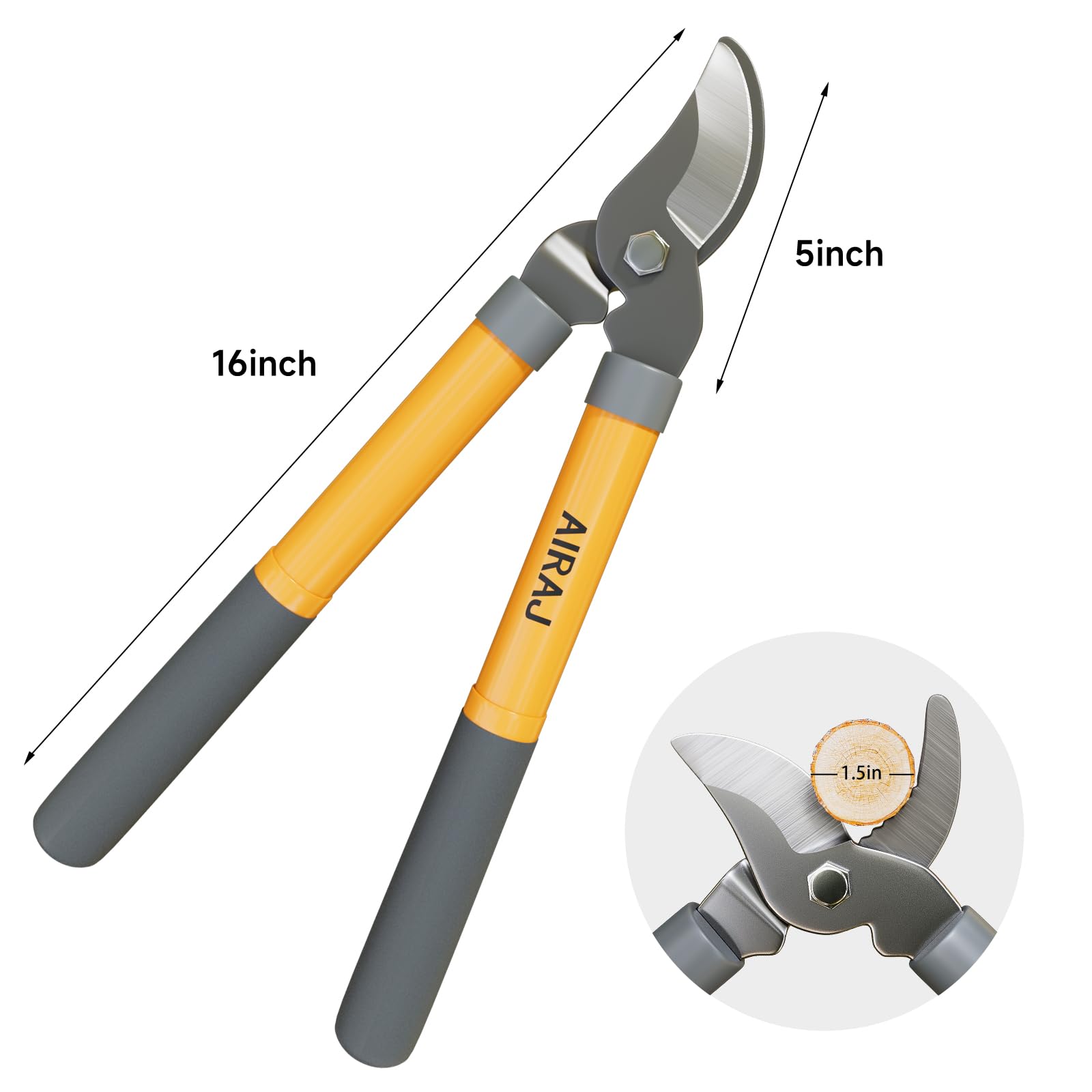 AIRAJ bypass loppers show a comfortable grip for steady pruning