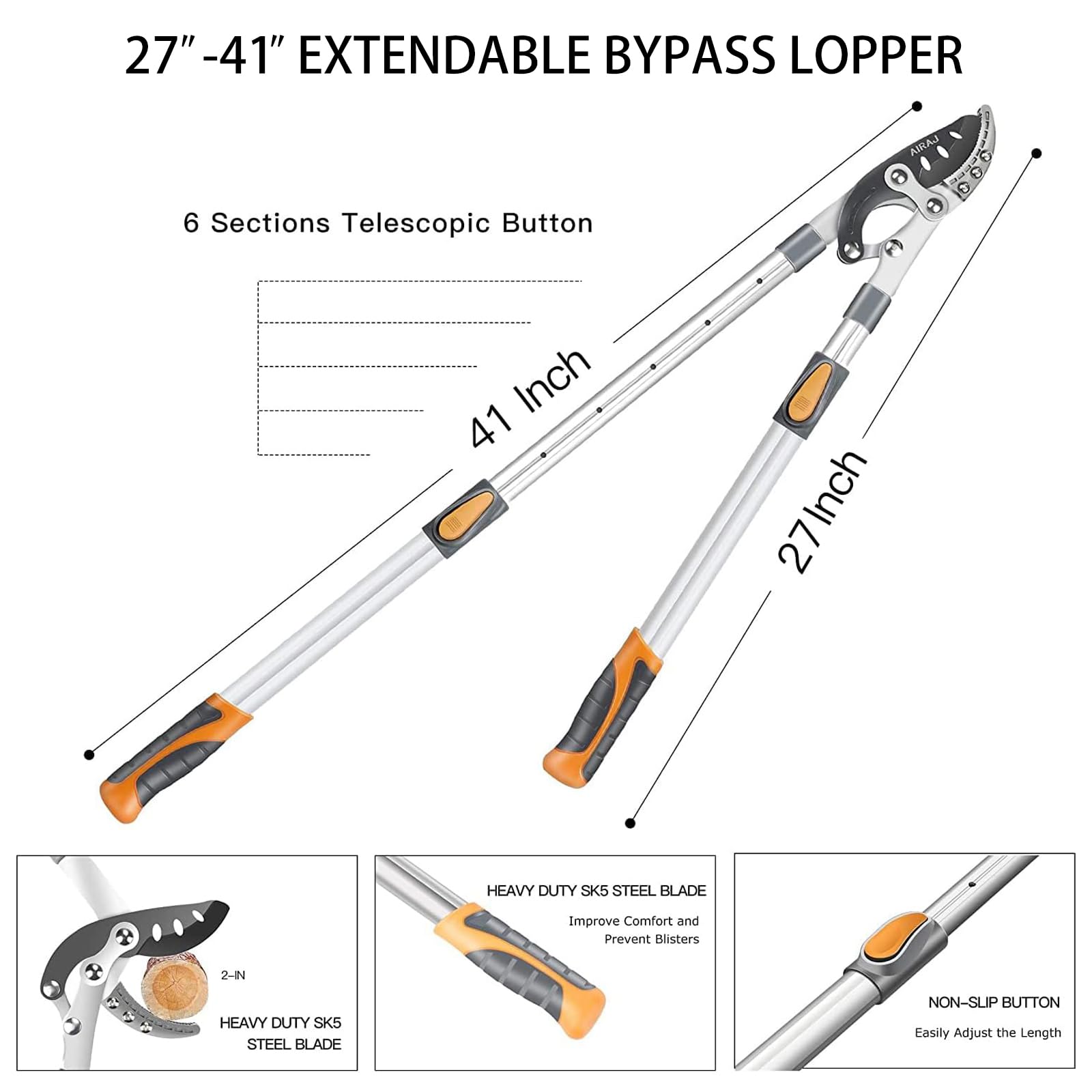 AIRAJ compound-action lopper showing powerful cutting action on thick limbs.