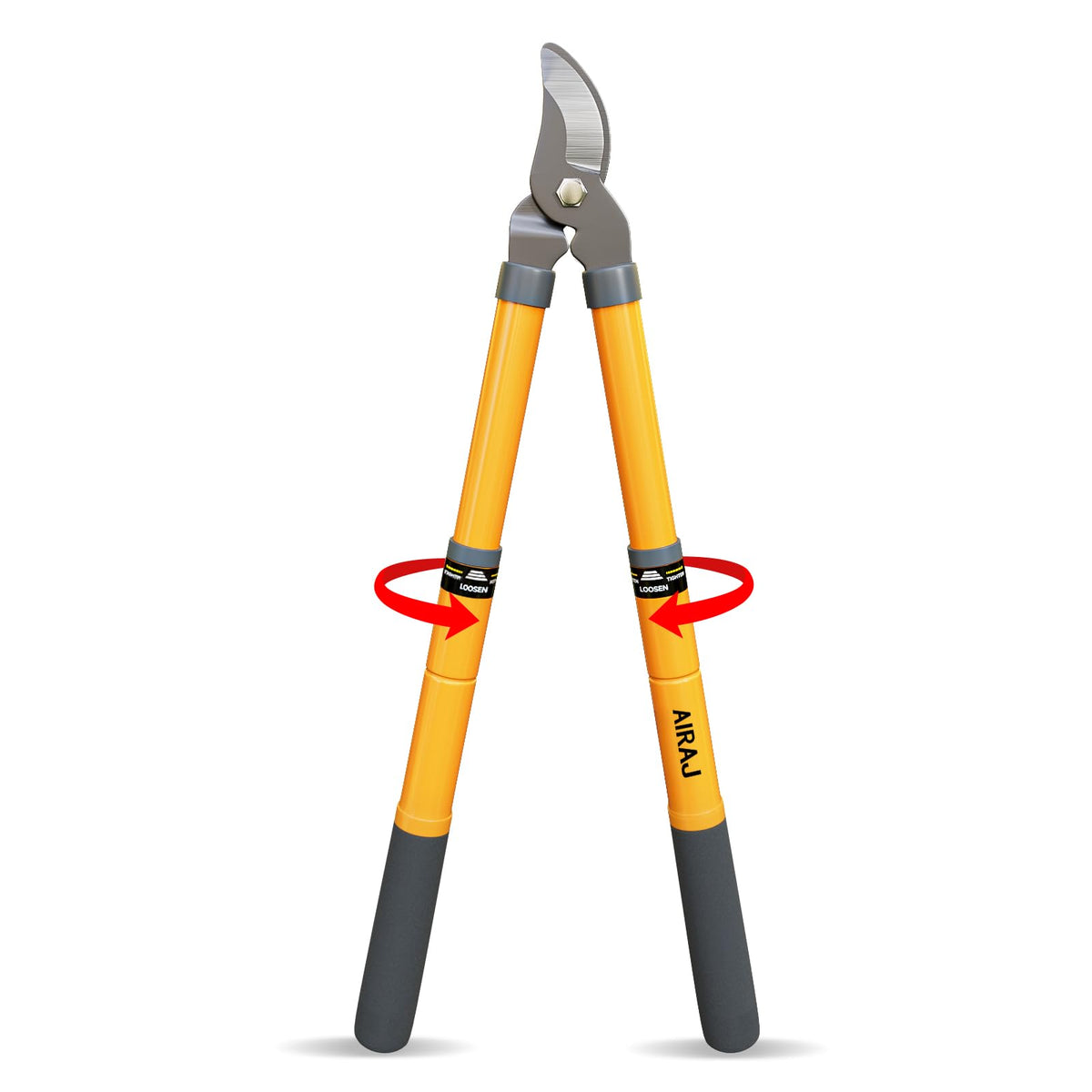 AIRAJ extendable loppers reach tall branches with 16-24 inch adjustable length.