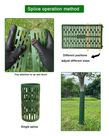 AireKouzia bark protectors wrapped around a tree trunk for quick installation