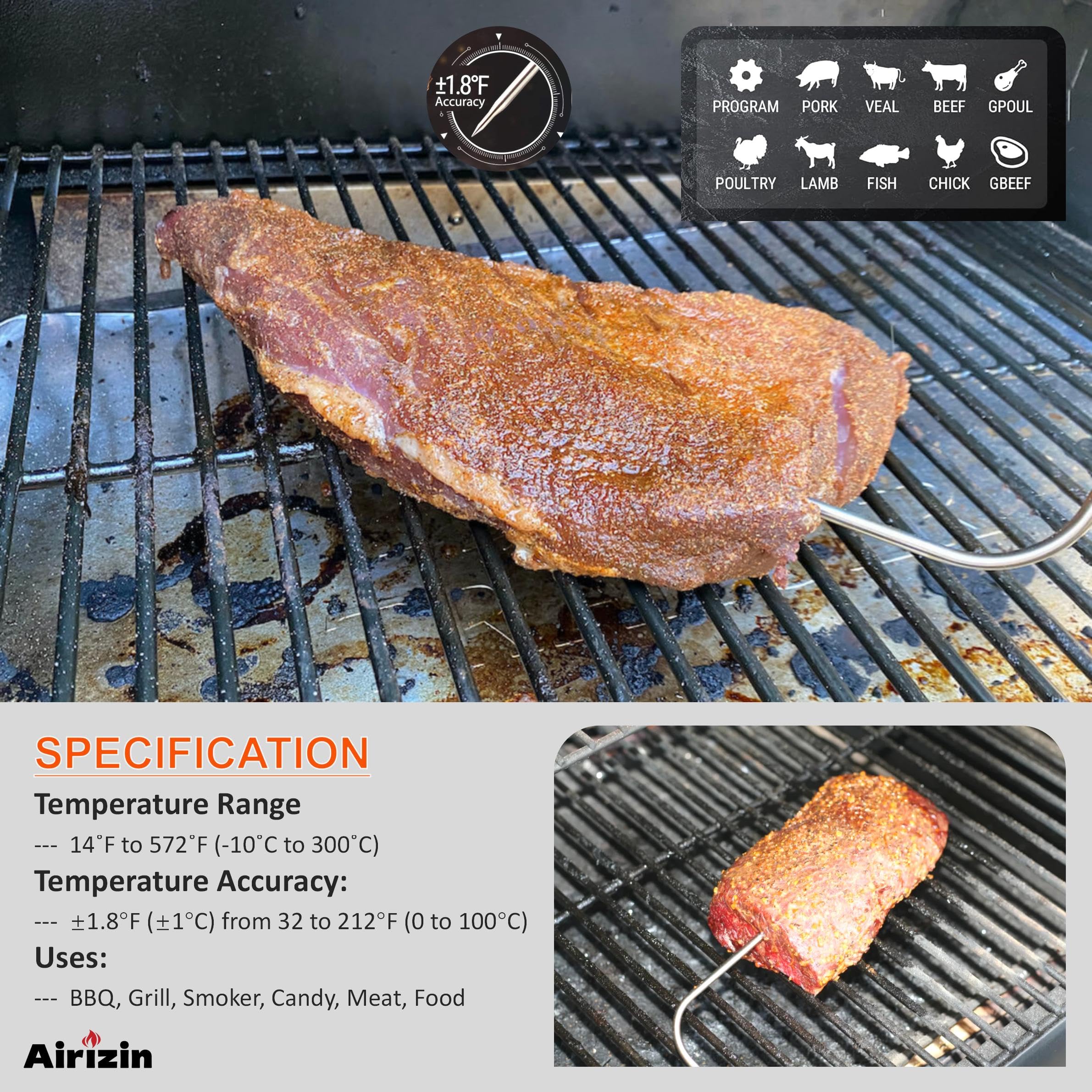 Airizin app monitoring keeps grill temperatures in view remotely.
