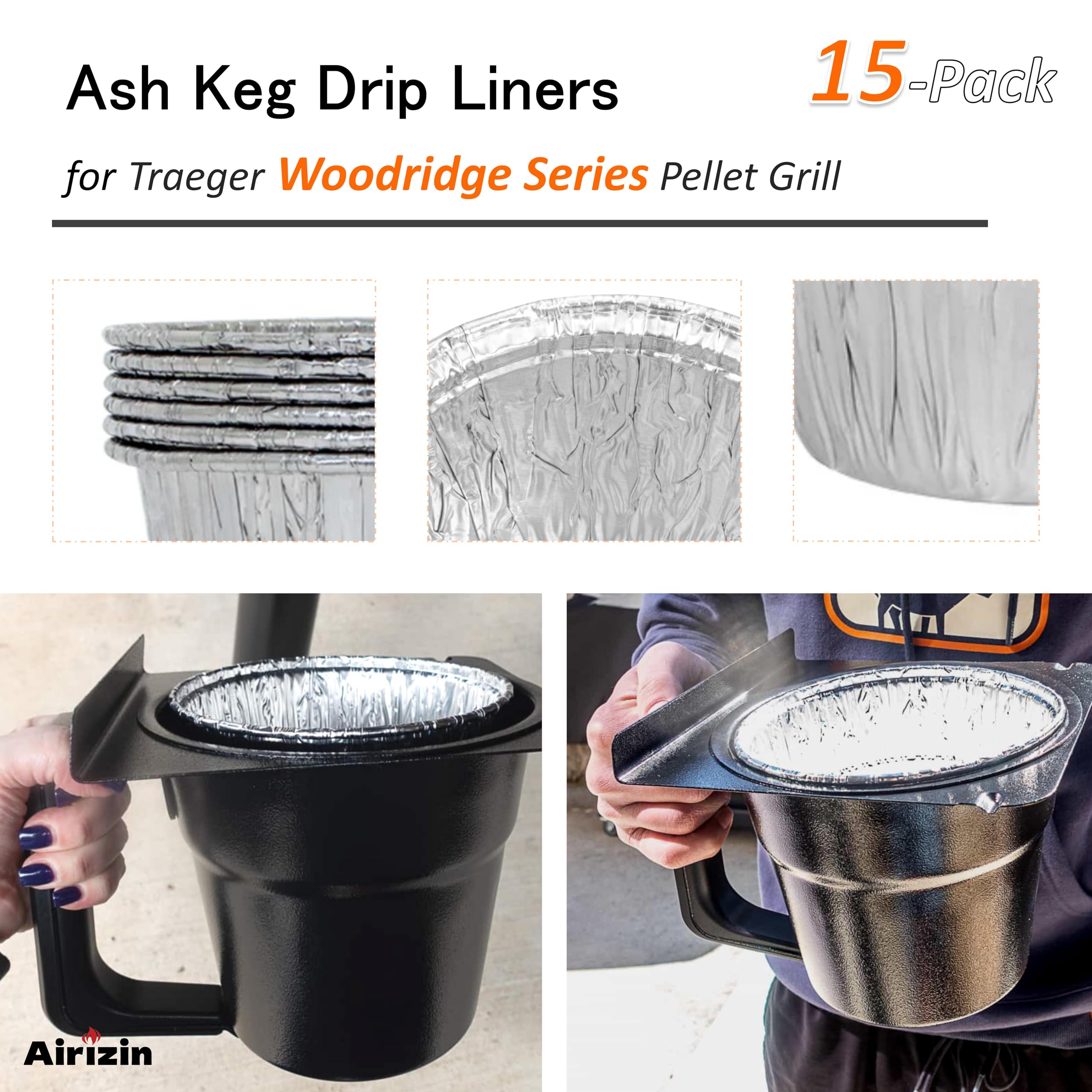 Airizin disposable foil liners BAC608 pack, quick disposal.