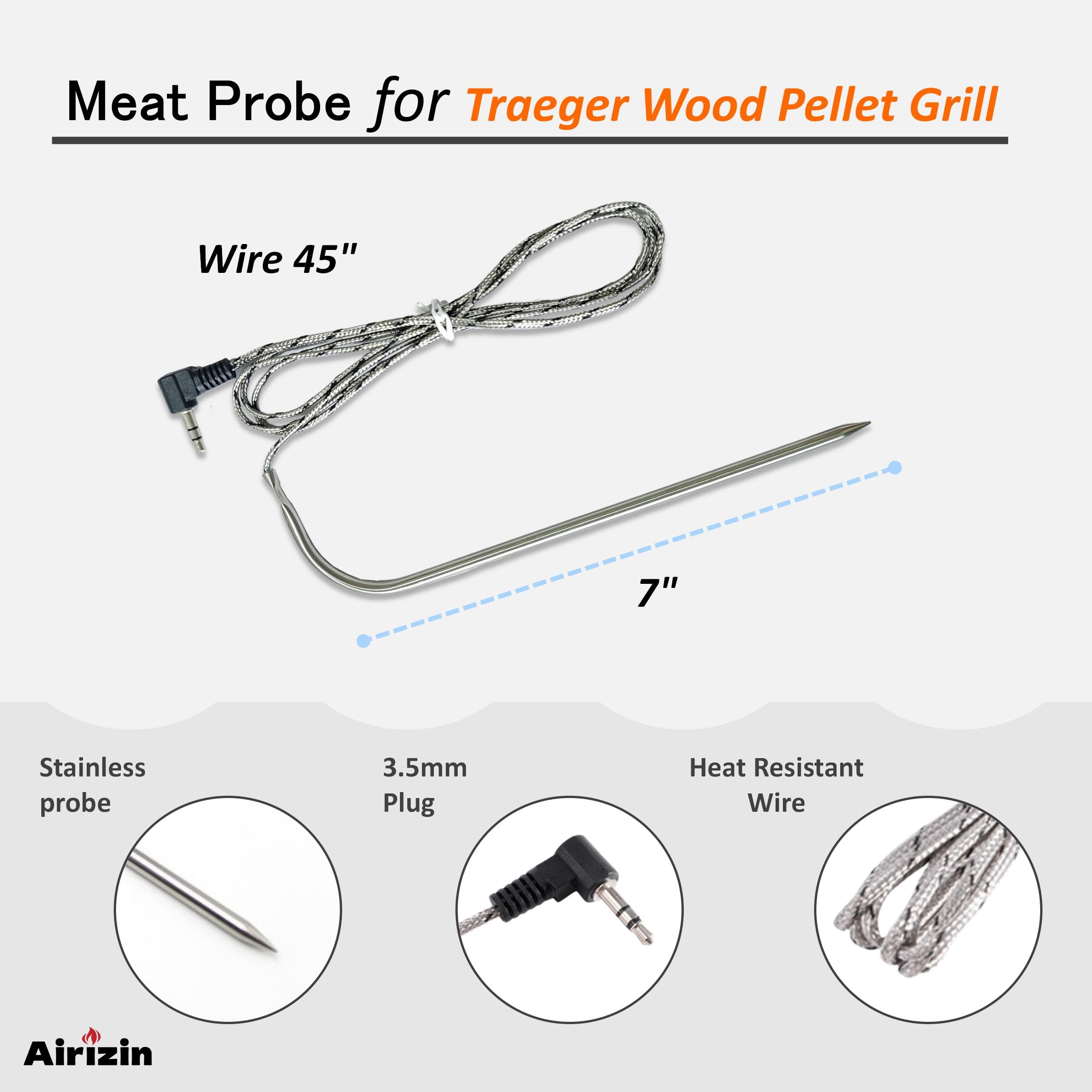 Airizin meat probe 3.5mm plug for accurate temperature cues.