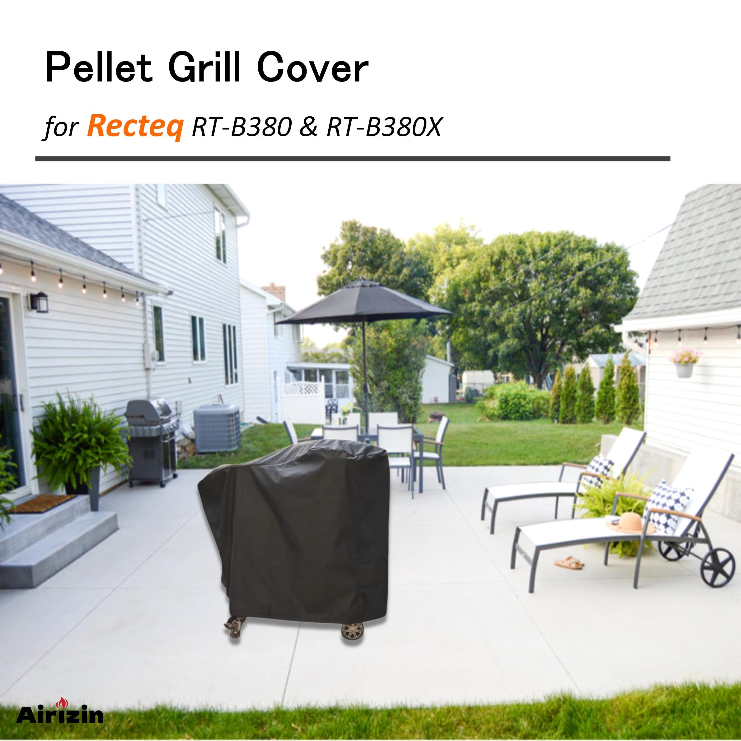 Airizin packaging shows one-piece grill cover for Recteq.