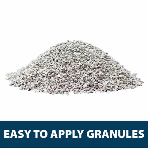 Airmax EasyKlear bottom algae treatment with submerged weeds reacting to granules.