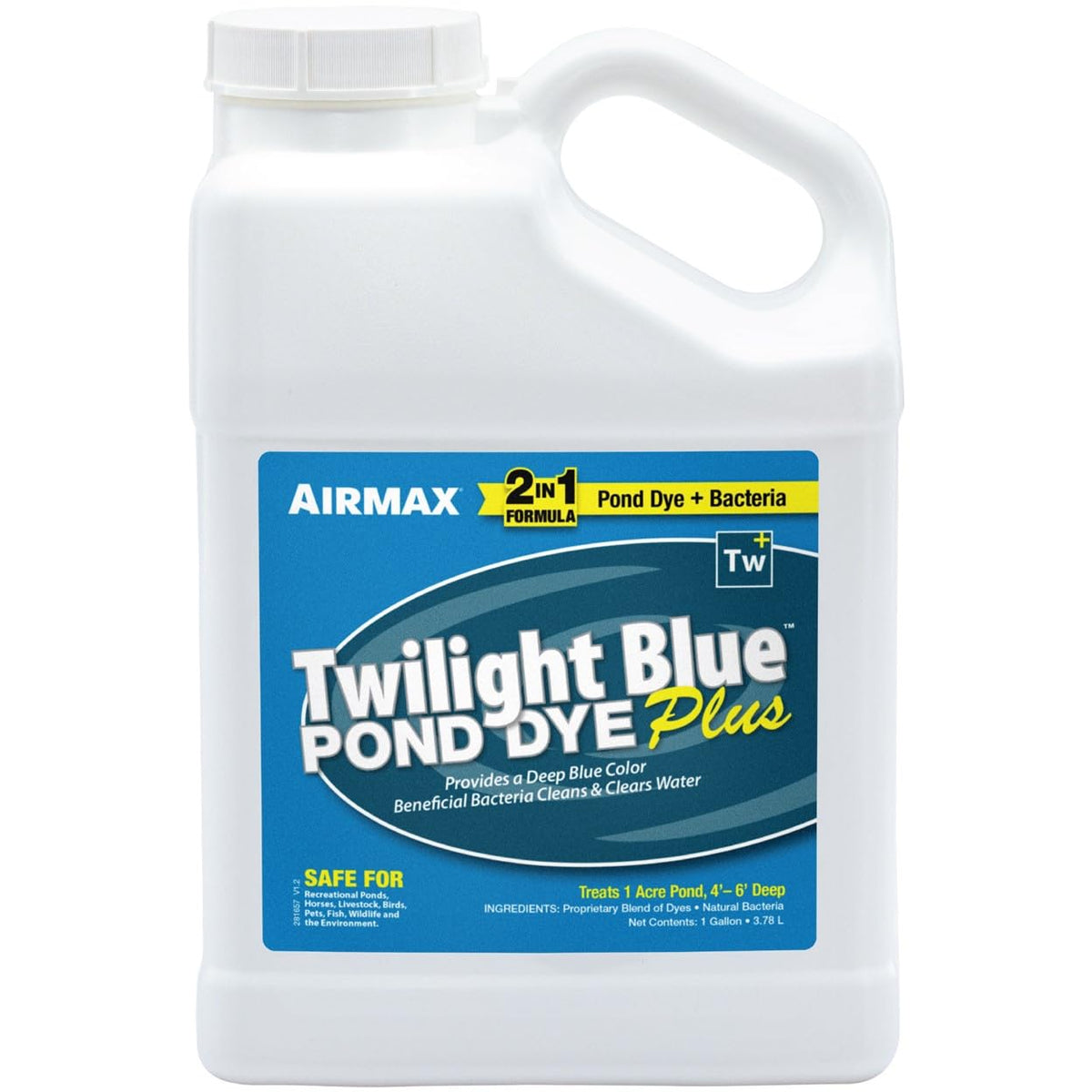 Airmax Pond Dye Plus Twilight Blue bottle pour enhances color and water depth