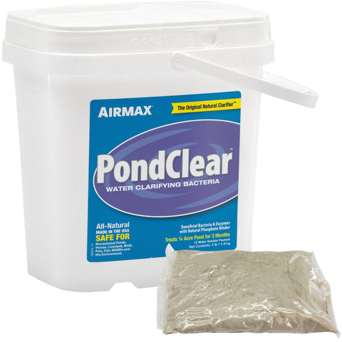 Airmax PondClear packets packaging showing simple toss-in use for ponds