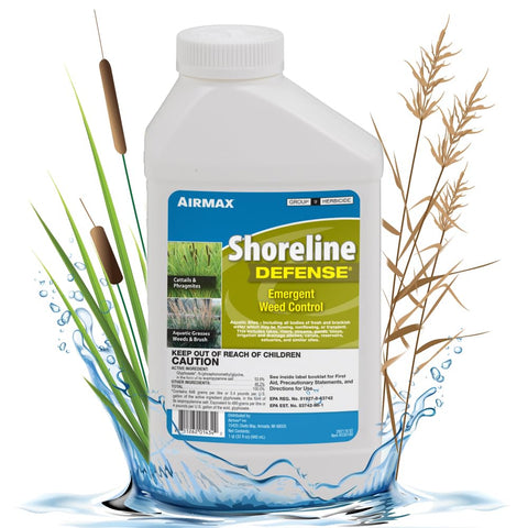Airmax Shoreline Defense bottle pour shows simple application for shoreline weeds.