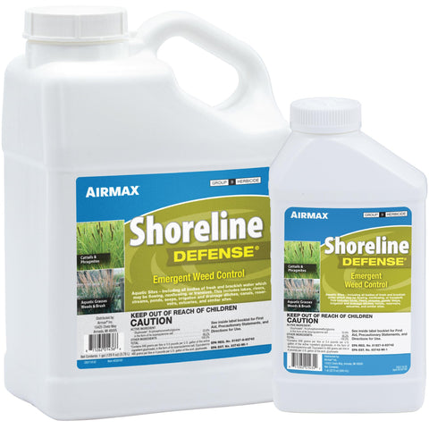 Airmax Shoreline Defense label graphic highlights product features on the bottle.